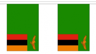 Fahnenkette Sambia gedruckt aus Stoff | 30 Fahnen 15 x 22.5 cm 9 m lang