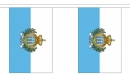 Fahnenkette San Marino mit Wappen gedruckt aus Stoff | 30 Fahnen 15 x 22.5 cm 9 m lang
