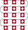 Fahnenkette Schweiz aus Stoff | 15 Fahnen 20 x 20 cm 6.6 m lang