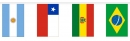 Fahnenkette mit 12 Länder aus Südamerika gedruckt aus Stoff | 12 Fahnen 15 x 22.5 cm 5 m lang