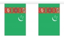 Fahnenkette Turkmenistan gedruckt aus Stoff | 30 Fahnen 15 x 22.5 cm 9 m lang