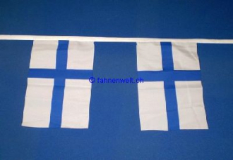 Fahnenkette Finnland gedruckt aus Stoff | 30 Fahnen 15 x 22.5 cm 9 m lang