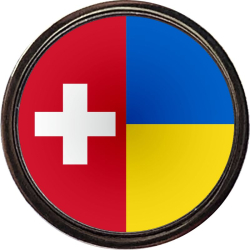 Freundschaftspin Schweiz-Ukraine rund mit Verschluss | Ø 1.6 cm