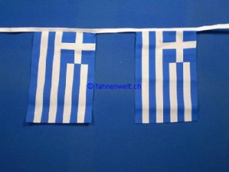 Fahnenkette Griechenland gedruckt aus Stoff | 30 Fahnen 15 x 22.5 cm 9 m lang