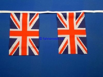 Fahnenkette Grossbritannien / UK gedruckt aus Stoff | 30 Fahnen 15 x 22.5 cm 9 m lang