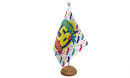 Happy Birthday 50 Tisch-Fahne aus Stoff mit Holzsockel | 22.5 x 15 cm