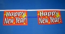 Stoff Fahnenkette Happy New Year / Neujahr gedruckt | 30 Fahnen 15 x 22.5 cm 9 m lang