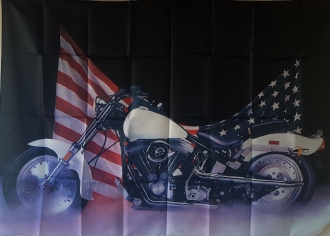 50% Motorradfahne aus Stoff gedruckt im Querformat | ca. 100  x 140 cm