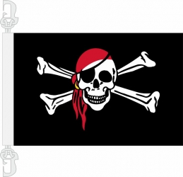 Pirat mit Kopftuch Hissfahne aus Stoff | 30 x 45 cm