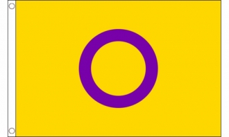 Intersex Fahne Ring mit gelbem Hintergrund aus Stoff | 90 x 150 cm