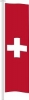 Schweizer Knatterfahne im Hochformat mit gedrucktem Sujet in der Mitte Grössen ab 80 x 200 cm