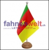 Kamerun Tisch-Fahne aus Stoff mit Holzsockel | 22.5 x 15 cm