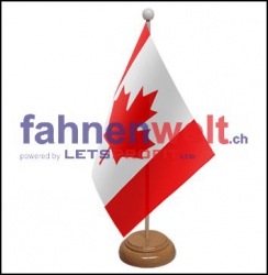Kanada Tisch-Fahne aus Stoff mit Holzsockel | 22.5 x 15 cm