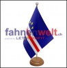 Kap Verde Tisch-Fahne aus Stoff mit Holzsockel | 22.5 x 15 cm
