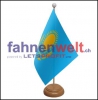 Kasachstan Tisch-Fahne aus Stoff mit Holzsockel | 22.5 x 15 cm