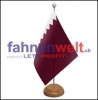 Katar Tisch-Fahne aus Stoff mit Holzsockel | 22.5 x 15 cm