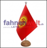 Kirgisistan Tisch-Fahne aus Stoff mit Holzsockel | 22.5 x 15 cm