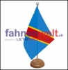Kongo demokratische Republik Tisch-Fahne aus Stoff mit Holzsockel | 22.5 x 15 cm