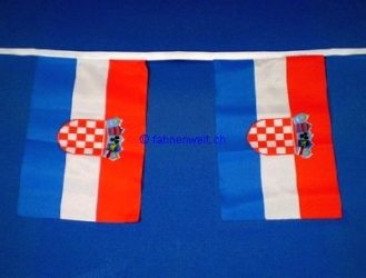 Fahnenkette Kroatien gedruckt aus Stoff | 30 Fahnen 15 x 22.5 cm 9 m lang