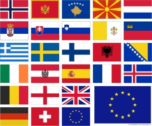 Aufkleber Europäische Nationen auf Bogen | 12.5 x 10.5 cm
