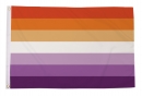 Lesben Sonnenuntergang mit Streifen Fahne gedruckt | 90 x 150 cm