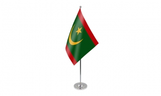 Mauretanien Tisch-Fahne neues Design mit Fuss | 10 x 15 cm