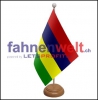 Mauritius Tisch-Fahne aus Stoff mit Holzsockel | 22.5 x 15 cm