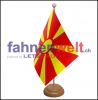 Nordmazedonien Tisch-Fahne aus Stoff mit Holzsockel | 22.5 x 15 cm