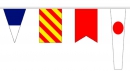 Nautische Stoff Fahnenkette mit Flaggenalphabet und Zahlenwimpel | 40 Fahnen Länge ca. 12.7 m