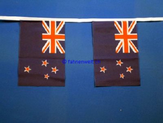 Fahnenkette Neuseeland gedruckt aus Stoff | 30 Fahnen 15 x 22.5 cm 9 m lang