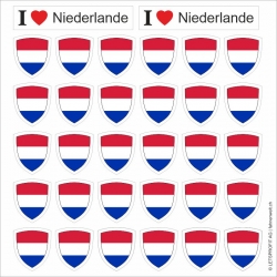 Aufkleber Niederlande in Wappenform 30 Stück auf Bogen | ca. 12.5 x 12.5 cm