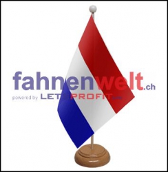 Niederlande Tisch-Fahne aus Stoff mit Holzsockel | 22.5 x 15 cm