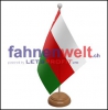 Oman Tisch-Fahne aus Stoff mit Holzsockel | 22.5 x 15 cm