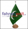 Pakistan Tisch-Fahne aus Stoff mit Holzsockel | 22.5 x 15 cm