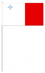 Malta Papier-Fahne am Stab gedruckt Pack mit 25 Stück | 12 x 24 cm