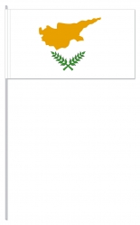 Zypern Papier-Fahne am Stab gedruckt Pack mit 25 Stück | 12 x 24 cm