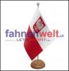 Polen mit Wappen Tisch-Fahne aus Stoff mit Holzsockel | 22.5 x 15 cm