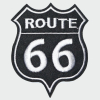 Patch Sticker zum aufbügeln Route 66 Hintergrund schwarz | 7.5 x 9 cm