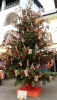 Weihnachtsbaum als Friedensbaum mit Regenbogenfahnen