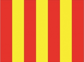 Rot gelb gestreift / rutschige Fahrbahn Fahne gedruckt | 60 x 90 cm