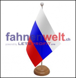 Russland Tisch-Fahne aus Stoff mit Holzsockel | 22.5 x 15 cm