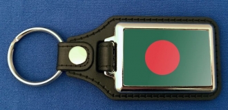Bangladesch Schlüsselanhänger aus Metall und Kunstleder | ca. 95 X 37  mm