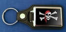 Pirat mit Kopftuch Schlüsselanhänger aus Metall und Kunstleder | ca. 95 x 37 mm