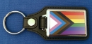 Progress Pride Schlüsselanhänger aus Metall und Kunstleder | ca. 95 x 37 mm