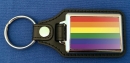 Regenbogen Schlüsselanhänger aus Metall und Kunstleder | ca. 95 x 37 mm