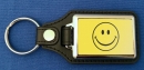 Smile / Smiley Schlüsselanhänger aus Metall und Kunstleder | ca. 95 x 37 mm
