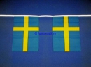 Fahnenkette Schweden gedruckt aus Stoff | 30 Fahnen 15 x 22.5 cm 9 m lang