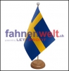 Schweden Tisch-Fahne aus Stoff mit Holzsockel | 22.5 x 15 cm