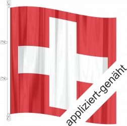 Fahne Schweiz CH mit eingenähten / applizierten Kreuz | 400 x 400  cm