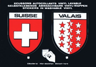 Selbstklebende Postkarte mit den Wappen Wallis und Schweiz | 14.5 x 10.5 cm